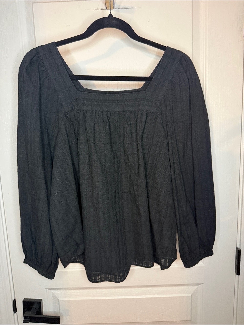 Madewell Black Square-Neck Long Sleeve Blouse